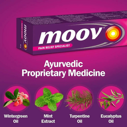 Moov Crema Antidolorifica Rapida con Olio di Nilgiri 50g (Confezione da 6) Unguento Ayurvedico - Foto 2 di 5