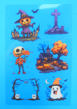 Halloween Clear Decal Sticker Sheet Style 10 Scarecrow Skeleton Ghost