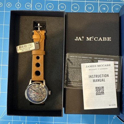 James McCabe Rally Automatic Tan Watch - New With Box - 40mm