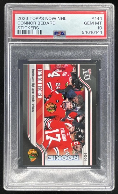 2023-24 Topps Now NHL Stickers #144 Connor Bedard PSA 10