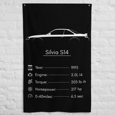 Silvia S14 1993 Car Silhouette Flag 3x5 ft Garage Banner Man Cave Wall Decor