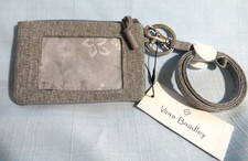 Vera Bradley Medium Heather Gray Lighten Up Zip ID Case Lanyard NWT