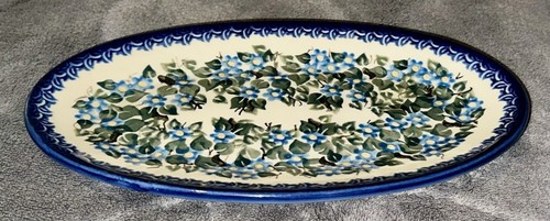 Unikat Boleslawiec ovale Schale 8,5" polnische Keramik Handarbeit Blumenmuster