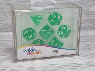 Oakie Doakie Dice - RPG Set Gem Dice Translucent Green / White Set