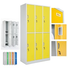 ARMADIETTI SPOGLIATOIO IN METALLO 90X180X42 - 6 ANTE SOVRAPPOSTE FINITURE GRIGIO