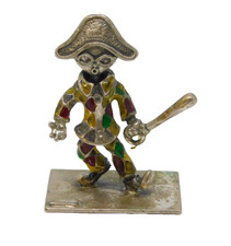 Italian .800 Silver & Colourful Enamel Novelty Clown Figurine Vintage c1970s
