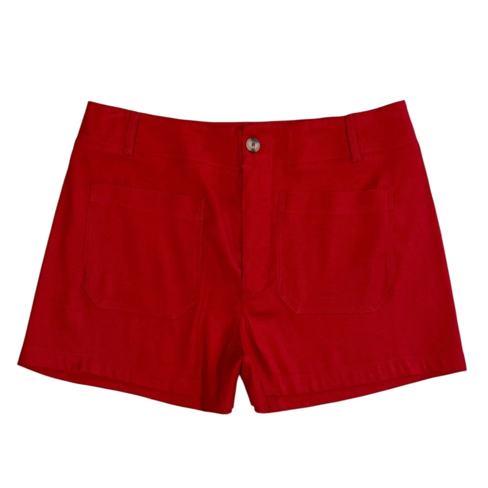 Maeve Anthropologie The Colette Shorts Red Linen Blend High Rise Women's Size 33