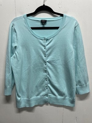 Talbot's Women's Charming Cardigan 3/4 Sleeves Scoop Neck Size XL Mint Green
