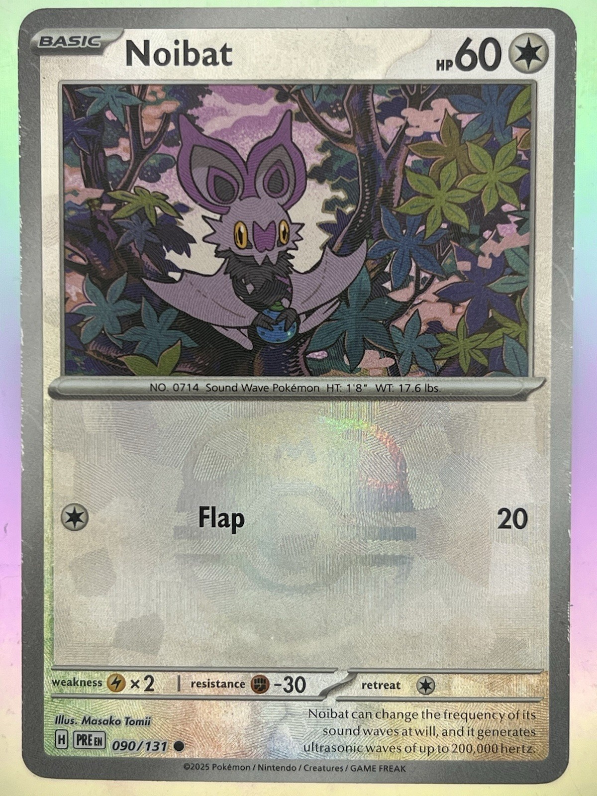 Noibat (Master Ball Pattern) 090/131 Prismatic Evolutions Holo Card TCG NM