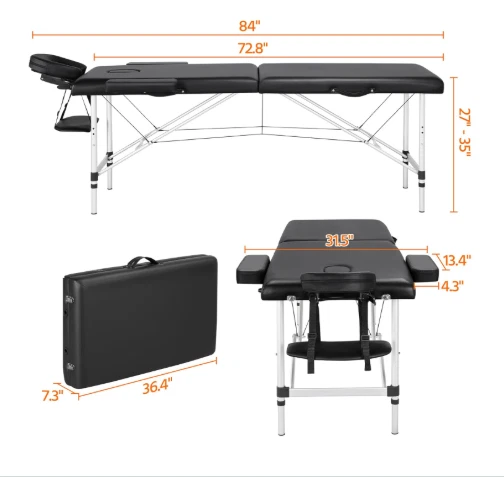 Cama De Masaje Portátil Profesional Aluminio Camilla Plegable Con Bolsa NUEVO US Foto 3 de 4