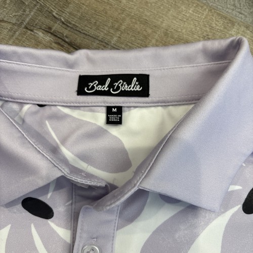 Bad Birdie Polo Shirt Mens Medium Pourin’ Purple Flowers Golf Stretch Performanc - Picture 4 of 17