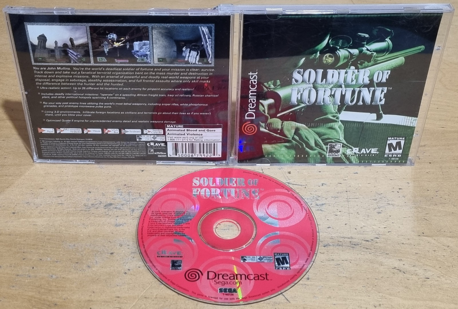 Soldier Of Fortune for SEGA Dreamcast Complete & In EXC Condition NTSC-U/C USA
