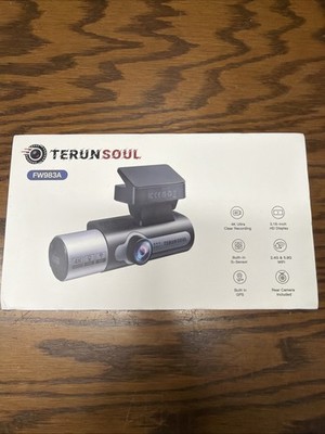 Terunsoul FW983A, 4K Ultra HD Dash Cam Front/Rear Built-in GPS WiFi W/128GB -New