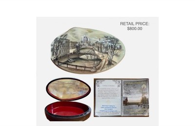  OOAK RARE 22K GOLD EXQUISITE MOTHER OF PEARL RUSSIAN LACQUER BOX S. PETERSBURG