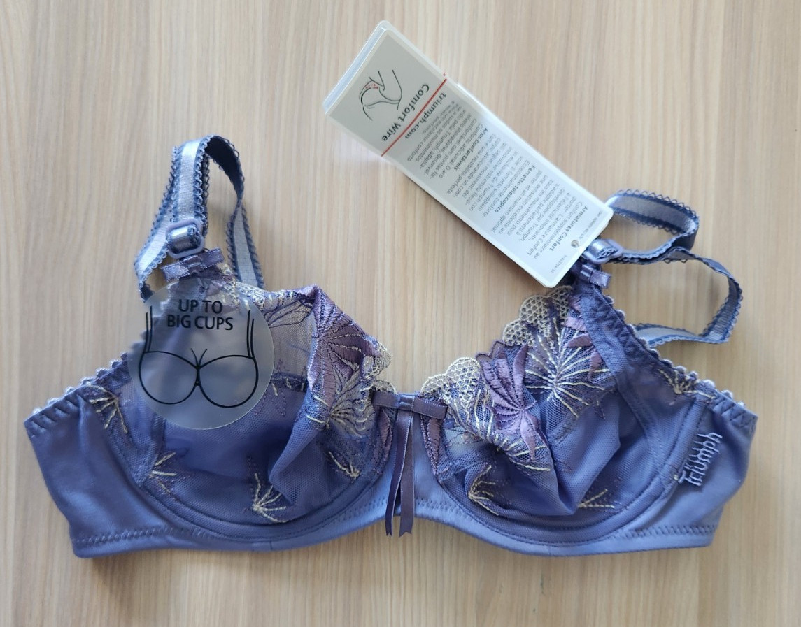 Triumph Tender Desire W Underwired Full Cup Semi Opaque Bra Blue 6305 32D