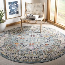 Boho Chic Round Area Rug - Blue & Grey
