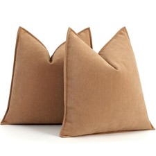 Pillow Covers 20x20 Set of 2 Chenille Throw Pillow 20" x 20" Pack of 2 Camel