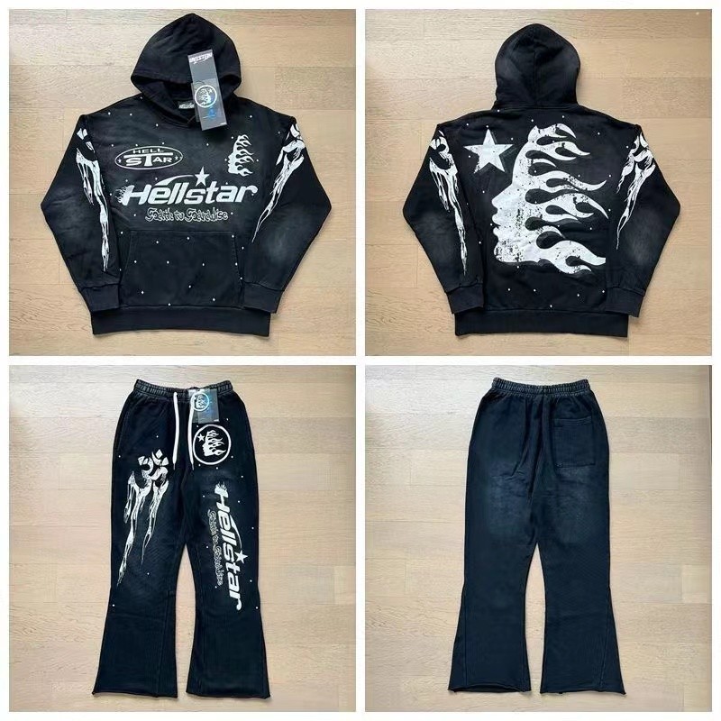 Hellstar Flare Black Flame Broek Hoodie Unisex Hoodie Sweatshirt