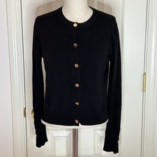 Zara Black Long Sleeve Cardigan Sweater W/ Go...