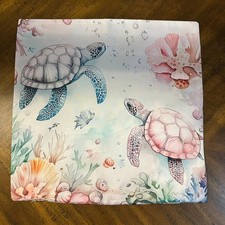 Throw Pillow Cover Shell Case Coastal Beach Turtle - NO PILLOW INSERT 10