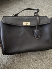 Black Women's Satchel Top Handle Bag Detachable Strap Turn Lock Magnetic
