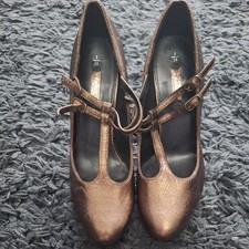 Next Copper Crackle Effect Double Strap Mary Jane Shoes - 5
