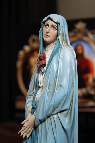 11.8" Our Lady of Sorrows Statue Hand-Painted Virgin Mary Catholic Decor Gift - Picture 1 of 10