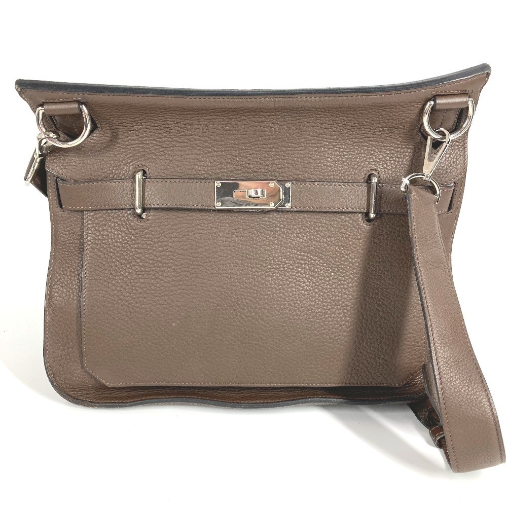 HERMES Jypsiere34 Crossbody Shoulder Bag Taurillon Clemence Dark brown/SilverHW