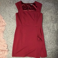Express Red Sheath Dress Sleeveless Square Neck Knee Length Women’s