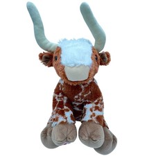 Build-A-Bear Workshop Longhorn Cow Stuffed Animal Plush Toy Brown 16" Tall Kids
