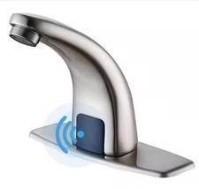 BWE Automatic Sensor Touchless Bathroom Sink Faucet w/ Deck Plate Brushed Nickel