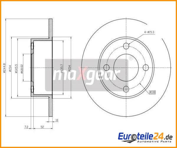 2 St. Bremsscheibe Maxgear 19-0685 Hinterachse FüR Audi Coupe-image
