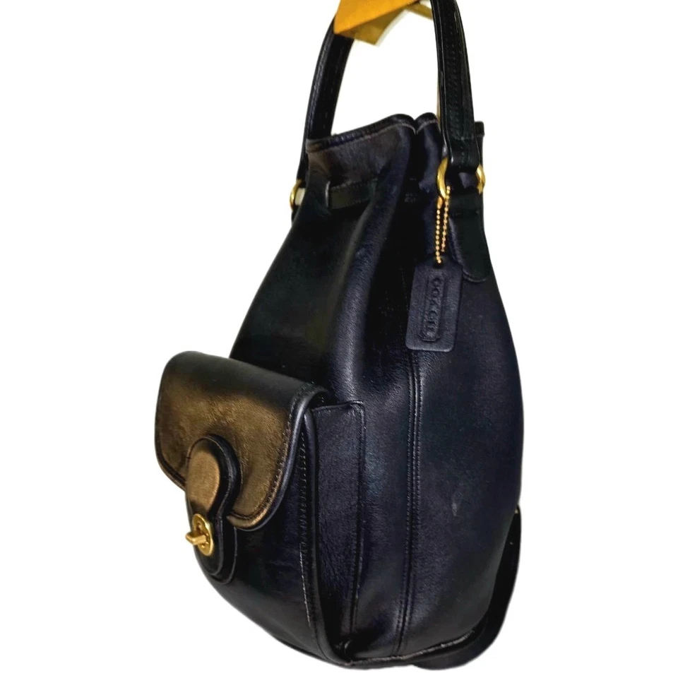 Mochila Coach Vintage 9992 Cuero Negro EE. UU. Mochila Mochila de Día Foto 2 de 4