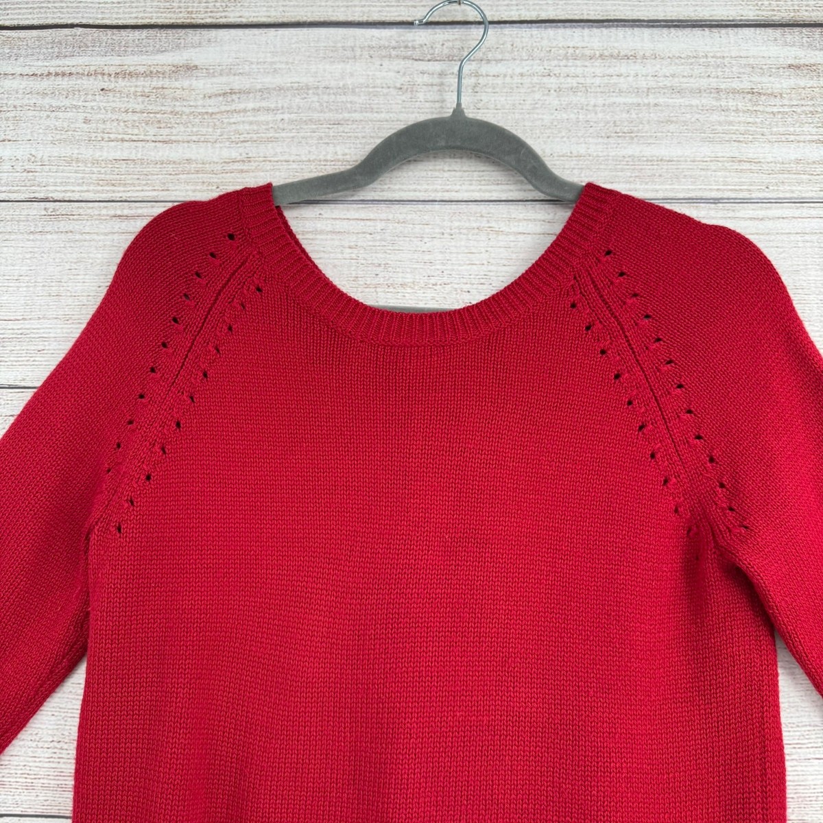 Maria Grazia Severi White Wool Blend Beaded Lace Sweater Womens 42 Red Black View 3