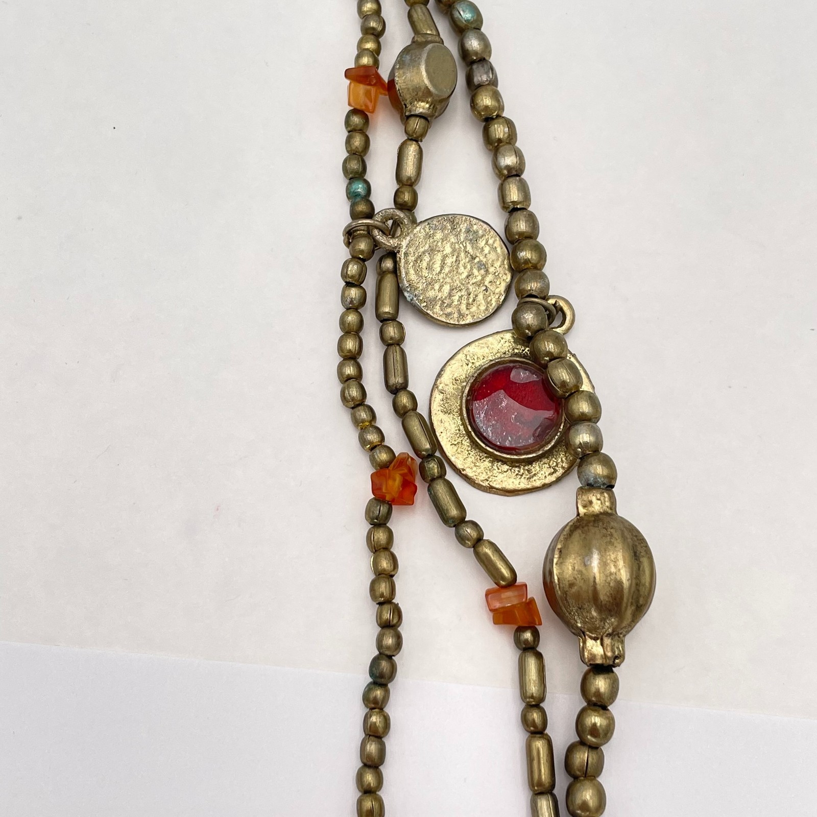 Boho Statement Beaded Layered Charm Necklace Gold… - image 9