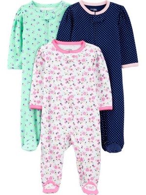 Simple Joys by Carter's Baby Girl's 3Pack Sleep and Play Sleepwear, pink flor...