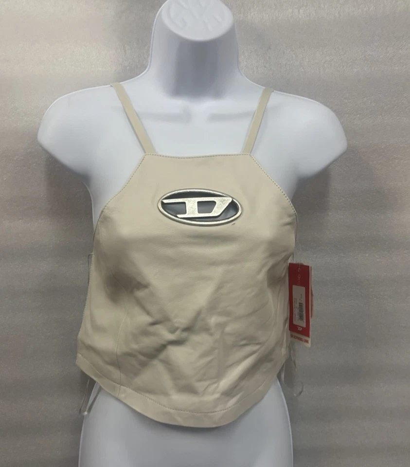 Camiseta sin mangas Diesel sin espalda en cuero blanco roto nueva con etiquetas talla 36 (pequeña) ¡$595!! Foto 4 de 4
