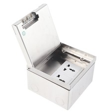 Embedded Socket Box Stainless Steel Dual Outlets Universal Desktop Floor Pow NEW