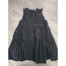 BP Black Tiered Babydoll Dress Sleeveless Ruffle Neck Cotton Mini Small