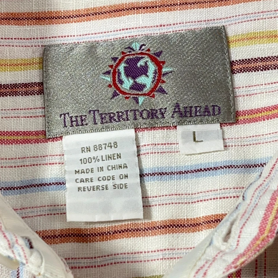 Территория впереди 100% льняная рубашка мужчин большой длинным рукавом в полоску карман - Изображение 3 из 4