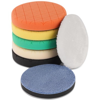 7Pcs 5.5'' Car Buffing Polishing Pads for 5'' Backing Plate Compound Sponge Kit