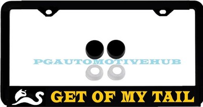 (ONE)License Plate Frame Stainless Steel Vinyl Lettering FOR GET OF MY TAIL