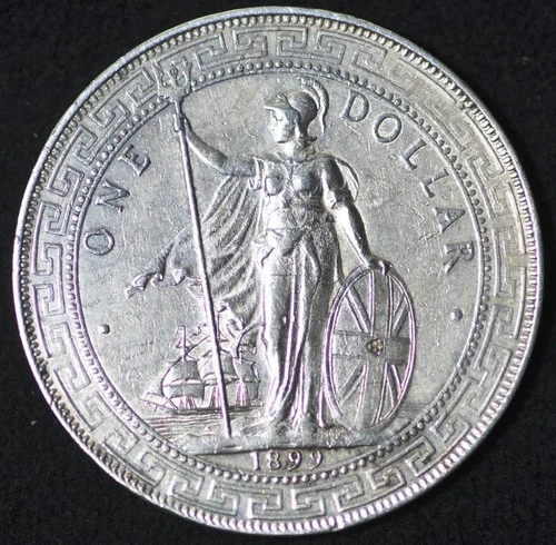 1899 B, Mumbai / Bombay, Great Britain, Trade Dollar, KM T5, Chopmark in Shield