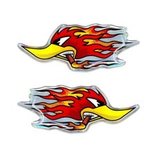 Adesivi 3D resinati Sticker Coppia Picchio Fiamme auto moto casco