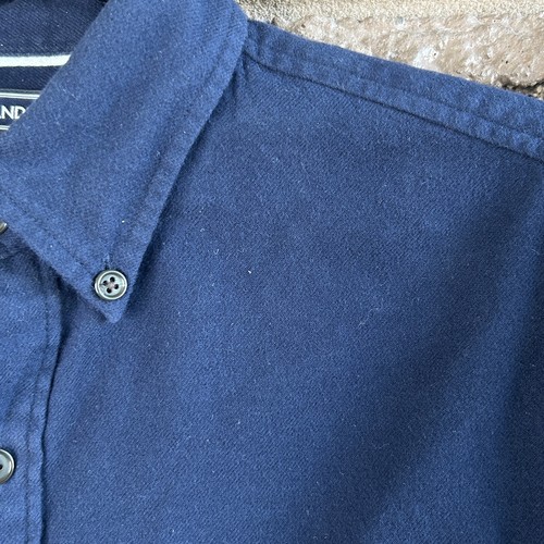 Lands' End Men’s Navy Blue Chamois Flannel Button Front Shirt Size Small - Picture 2 of 6
