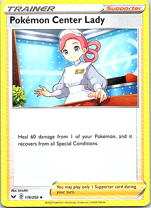 Pokemon Center Lady 176/202 Regular Pokemon Sword & Shield Light Play