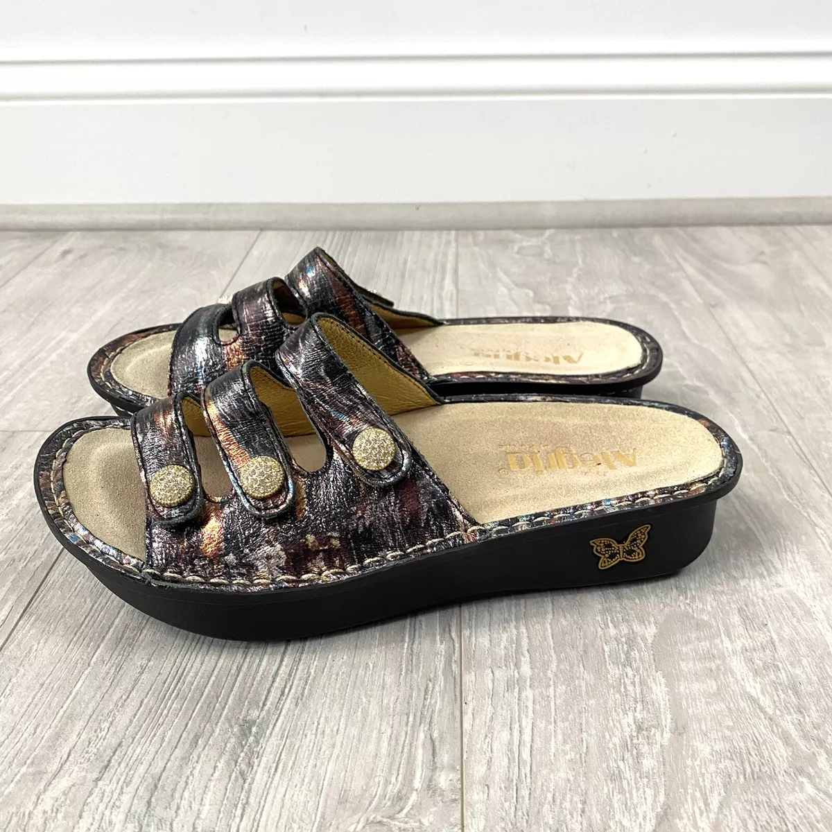 Alegria Fiona FIO 252 Metallic Adjustable Sandals Womens Size 37 EUR US 7 7.5