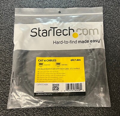 StarTech Cat 6 Cable (6ft) Black