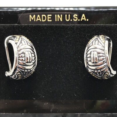 Vintage T*J   High-End   Two-tone  Renaissance Revival Design   Pierced Earrings