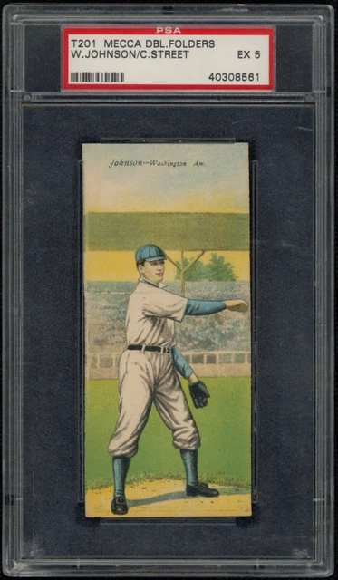 1911 Mecca T201 Mecca Double Folders 🔥 WALTER JOHNSON & Charles Street ~ PSA 5